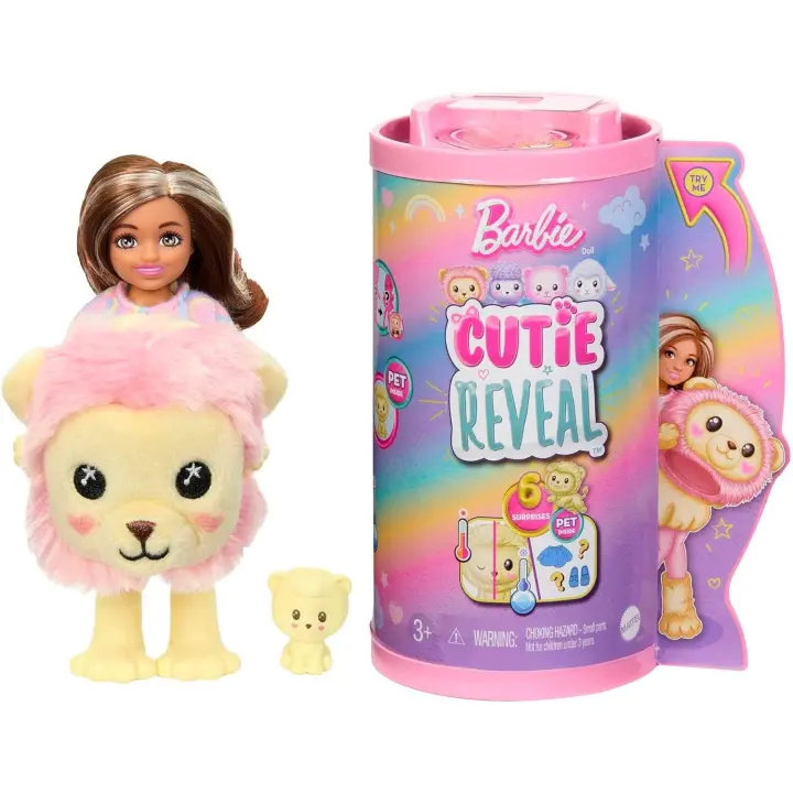 Barbie Chelsea Cutie Reveal Camisetas Cozy Disfraz Revela una muñeca articulada con Mascota y Accesorios Sorpresa de Moda, Juguete +3 años - 1