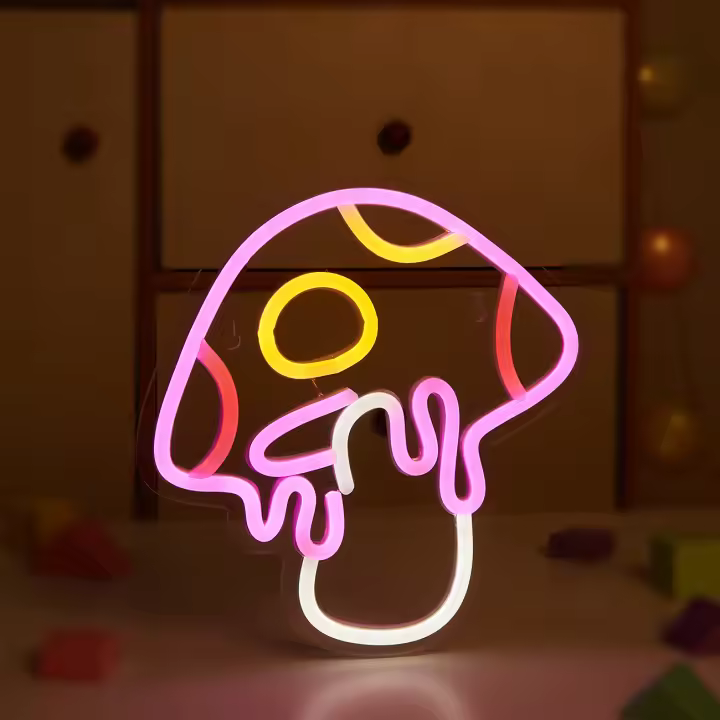 Lámpara LED Neón Rosa Chi-buy En Forma De Honguito Con Alimentación USB Decoración 3D Para Pared Ideal Para Juego Habitación Dormitorio Sala De Estar - 1