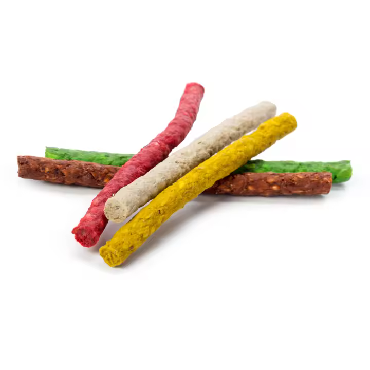 COTTECOTA-18 Palillos Colores 14 cm Snack para Perros Sticks dentales de Uso Diario para higiene Oral para Perros medianos, Snack para Perros Premios para Perros,Comida complementaria Barritas Munchy para Perros - 1