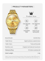 Reloj Mecánico Para Hombre OLEVS 7012 Con Diamantes Y Calendario Doble Resistente Al Agua Acero Inoxidable Pulsera Automática De Lujo - details 6