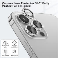 Protector De Lente De Cámara Para iPhone Glitter Diamond Rhinestone Metálico Vidrio Templado Compatible Con Series 11 pro Max 12 13 14 plus 15 16 pro Max - details 9