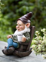 1pc Silla De Rocking De Resina Con Gnome Decoración Para Jardín Exterior Patio Delegada Bebida Té Relajante Adorno De Escultura De Jardín - details 2