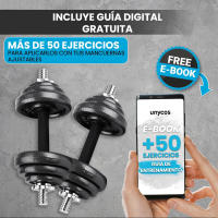 Par de Mancuernas Ajustables y Antideslizantes con Barra de Conexión【15-50 kg】E-Book y Maletín, Discos de Hierro con Tuercas Seguras, Gimnasio en Casa, Fitness (Iron Transformer) - details 2