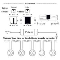 Kit de Luces LED Empotradas para Terrazas con Carcasa Protectora de  Luces LED para Terrazas Iluminación Impermeable IP67 para Jardines, 16 Luces Blancas para Jardines, Pisos, Cocinas - details 3