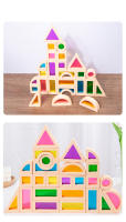 Bloques De Construcción De Madera Coloridos 25Pcs Juguete Sensorial Montessori Para Preescolar Bloques De Arcoíris De Geometría Para Niños De 4 a 12 Años - details 8