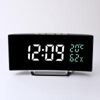 Reloj De Alarma Digital Con Pantalla Curva Mostrador De Tiempo/ Fecha/ Temperatura/Humedad 12/24h 3 Alarmas Ajustable Brillo Reloj De Mesa Europeo - details 11