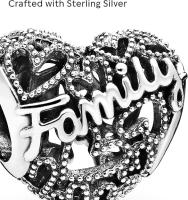 Pandora Momentos Mujeres Sterling Silver Family Heart Bracelet Charm - details 0