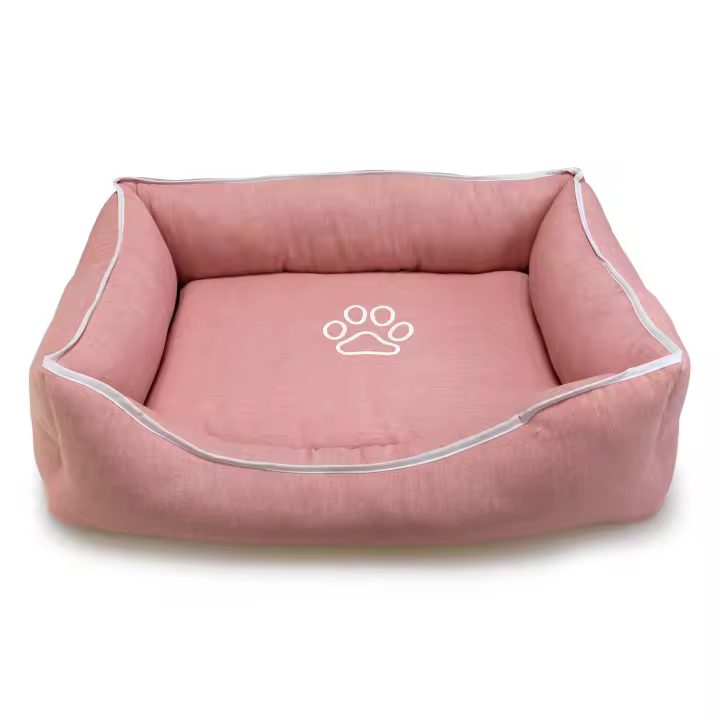 Cama cuadrada Rosa con Huella y Ribete 70x55x19cm - 1