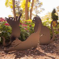 Estatuilla De Gato De Hierro Fundido Para Jardín Adorno De Exterior Decoración De Paisaje Metálica Color Negro Insertada En La Tierra - details 11