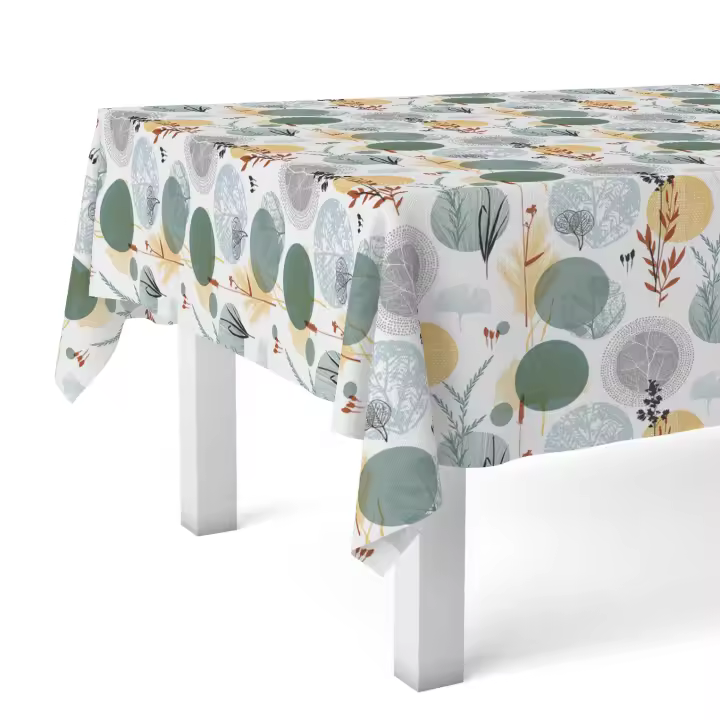 Valentia Home Mantel Hule SAINA | Mantel Estampado Antimanchas | Mantel Repelente de Agua | Mantel Protección Mesa | Mantel al Corte para Comedor o Cocina | Varios tamaños | Mantel Rectangular y Redondo al Corte - 1