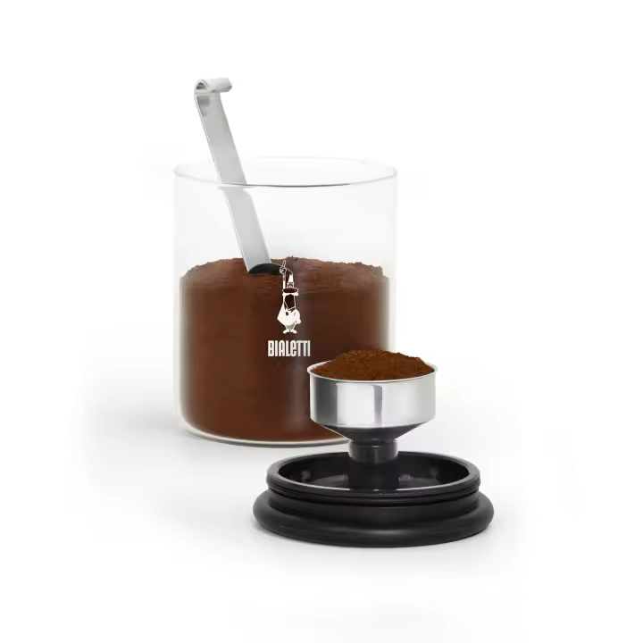 Bialetti Café de Molido Vaso 250g (con Tapón) Vaso + REGALO (café molido 100gr) - Vaso de Alta Calidad - Tarro Hermético ideal para preservar el aroma natural del café - 1