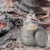 Lixada Juego De Cocina Ultraligero De Titanio 300ml/350ml/420ml/550ml/650ml/750ml Con Cuchara Plegable Para Camping Incluye Vaso Y Comedor - details 8
