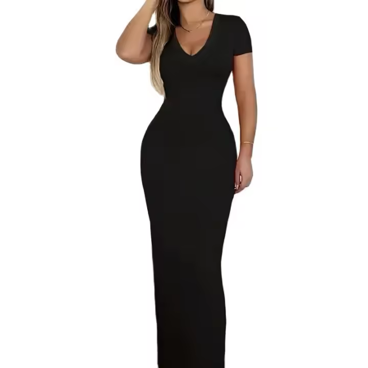 Vestido Largo De Mujer Con Falda De Pitillo Y Diseño De Abertura En La Manga Corta Estilo Francés Y Senior Vestido De Y2k Para Mujer - 1