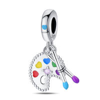 Tablero De Dibujo De Pigmento De Plata 925 Serie De Arte Figuras Famosas Charms De Cuentas Para Pulseras De 3mm Hechas a Medida Joyería Finos - details 18