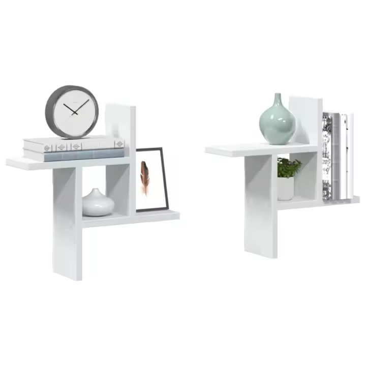 Estantes de pared 2 uds madera contrachapada blanco 38x12x38 cm - 1