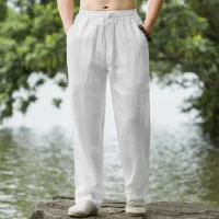 Men's Beach Pants Joggers  Streetwear Cotton Linen Sweatpants Casual Pants Hawaiian Vacation Loose Summer Long - details 3