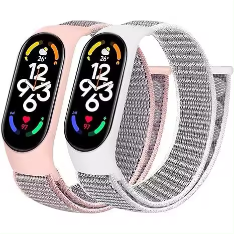 CorreasdeSmartwatches Correa Compatible para Xiaomi Band 7/6/5/5 Correa Band Amazfit, 2 Pack Transpirable Nylon Sport Solo Loop Pulsera de reposición - 1