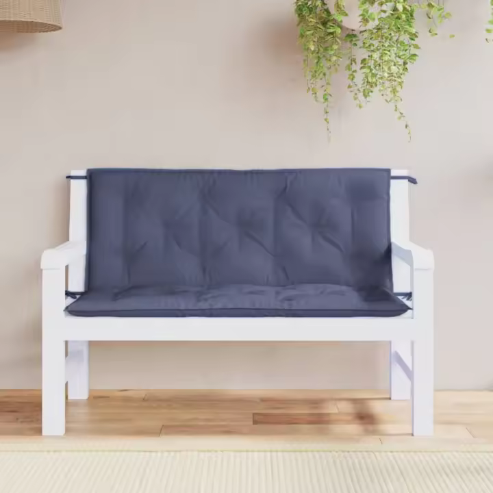 Cojines banco jardín 2 uds tela Oxford azul marino 120x50x7 cm - 1
