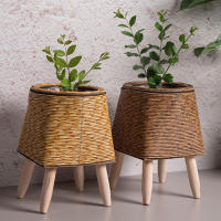 Escalera Floral Nórdica En Imitación De Rotura Con Cestas De Flores Tejidas Y Piernas Desmontables Soporte Para Plantas Decoración De Jardín Y Hogar - details 12