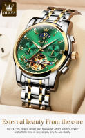 Reloj De Pulsera Automático Para Hombre OLEVS 6617 Lujo Esqueleto Hueco Flywheel Calendario Resistente Al Agua Fase Lunar Acero Inoxidable Romano - details 2
