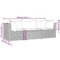 vidaXL Set de muebles de jardín 3 pzas y cojines ratán sintético gris - details 6