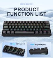 Teclado Mecánico Portátil De 60% APAYADO K61 Con Cable 61 Teclas RGB Phantom Negro Blanco Rojo Switch Rojo/Ácido Para Escritorio Portátil Tablet - details 1