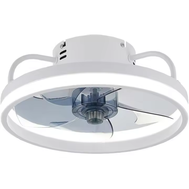 Ventilador de techo con luz, soporta mando APP y mando a distancia, 33cm 55W cabeza ventiladores de techo, rotación reversible con 6 velocidades 3 temperatura de color para dormitorio, estar (Blanco) - 1