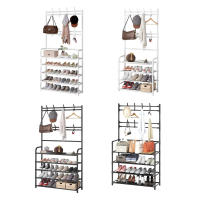 LUTODY - Perchero de Pie Soporte Resistente con Estante para Zapatos, Zapatero, Ganchos Auxiliar, Multifuncional para Ropa, Accesorios y más - Ideal para Salón, Dormitorio, Sala de Estar y Entrada - details 0