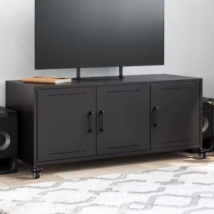 vidaXL Mueble para TV acero laminado en frío negro 100,5x39x43,5 cm - 1