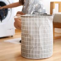 Cesta De Ropa Sucia Redonda 1pc Gran Capacidad Portátil De Algodón Para Lavandería Con Diseño Circular Ventilado Y Breathable - details 7