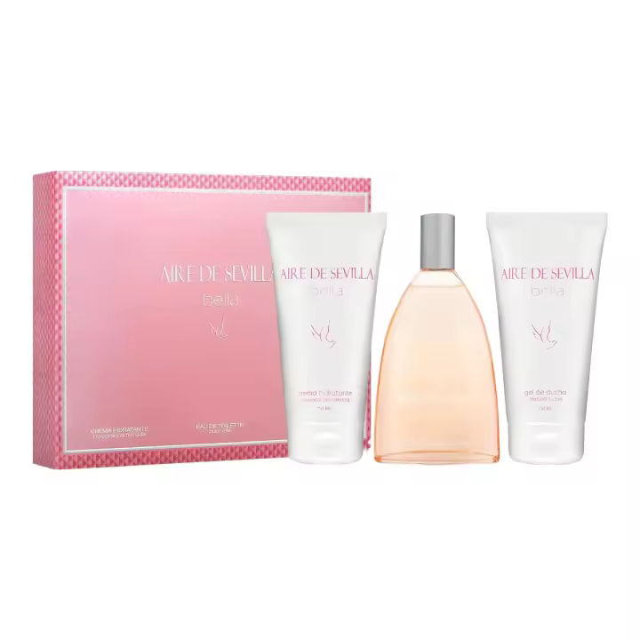 AIRE DE SEVILLA Bella Estuche de cosmética para mujer con Perfume Gel de ducha suave y Crema Hidratante corporal perfumada Cofre de regalo de ritual perfumado (150 ml cada uno) - 1