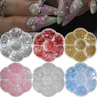Accesorios De Uñas DIY Con Perlas AB De Resina Coloridas Y Tamaños Variados Paquete De 7 Grillas De Medio Círculo Lujo - details 1