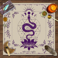 Mantel De Tarot Con Tu Poder En Forma De Serpiente Y Estampado Floral Y Vegetal Para Decoración De Altar Estilo Clásico Material Poliéster/Celulosa - details 12