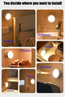 Luz Nocturna LED Rotativa Sin Cable Con Sensor De Movimiento Recargable USB Para Dormitorio Pasillo Luz De Sensación De Movimiento LED Lámpara - details 9