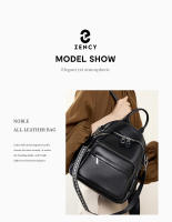 Mochila De Cuero Genuino Zency Para Mujer Capacidad Grande Cierre De Cremallera Estilo Casual Para Viajes Y Uso Diario - details 1