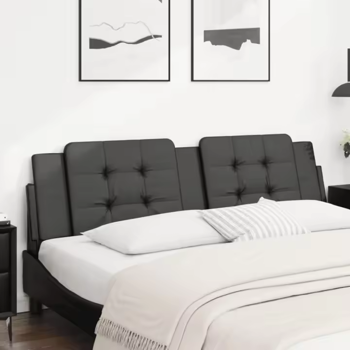 vidaXL Cabecero de cama acolchado cuero sintético negro 180 cm - 1