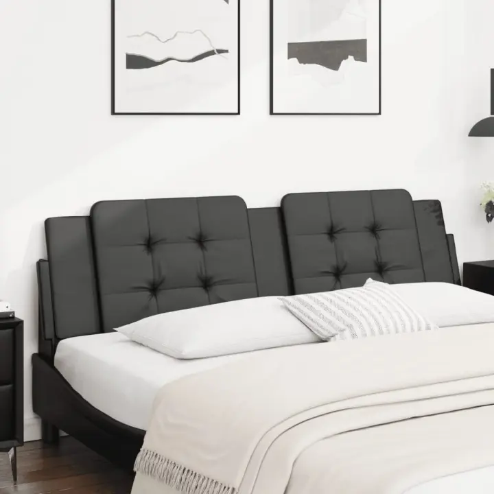 vidaXL Cabecero de cama acolchado cuero sintético negro 180 cm - 1