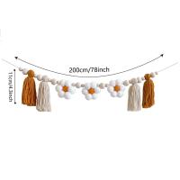 Garland De Bolas De Madera Con Borlas Boho Estilo Pastoral Para Decoración De Cumpleaños Fiesta Banderín Para Muro Mantel Silla De Comer Fotografía Prop Hogar Decoración - details 5