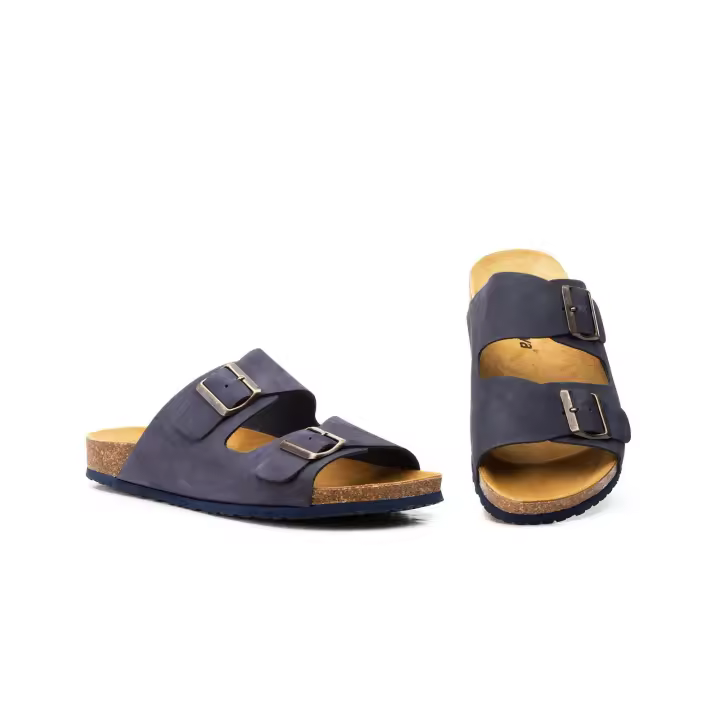 Morxiva Sandalia Hombre MX-8020 Piel - Marino | Numeración 40-45 | Con Hebillas - 1