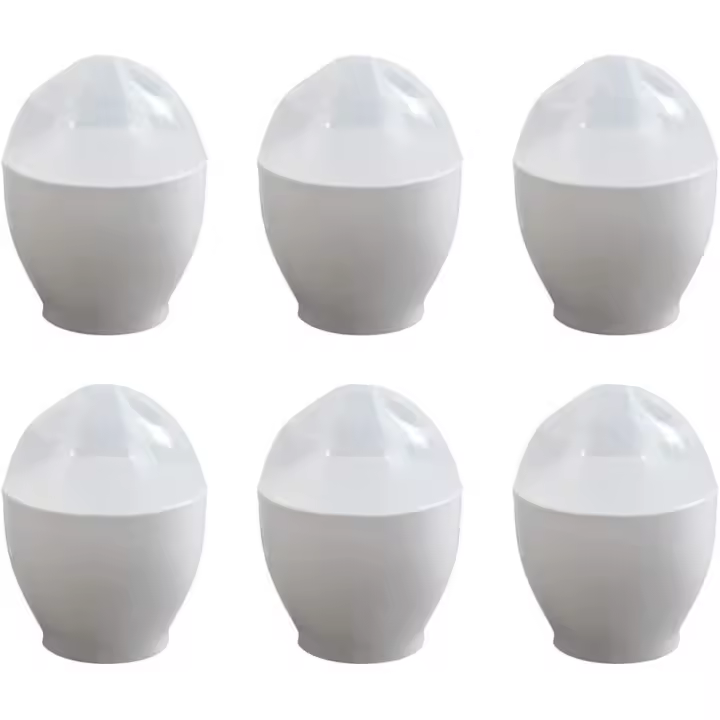 Microondas Cocina Huevo Microondas Caldera de Huevo Caldera Utensilios de Cocina Huevo Contenedores 6 Piezas (Blanco) - 1