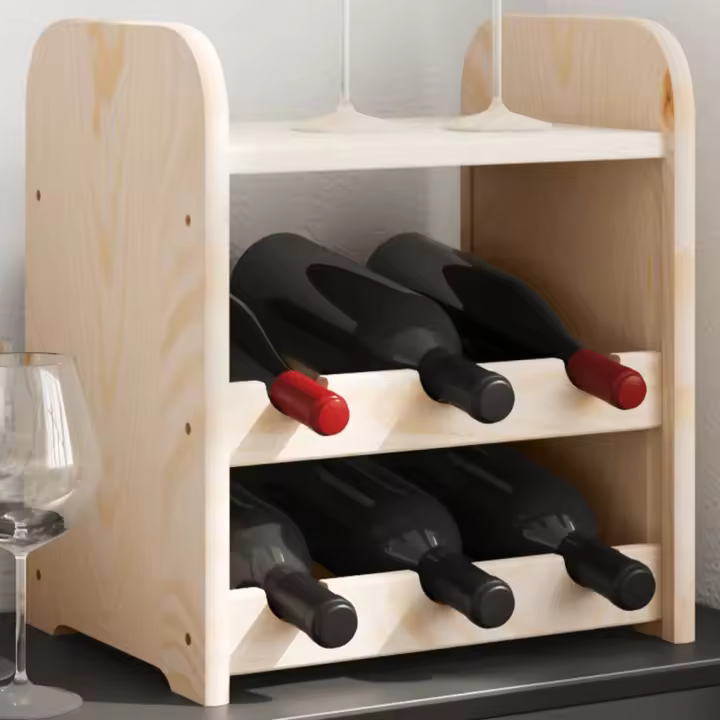 vidaXL Botellero con tablero superior madera maciza pino 33x25x37 cm en Set de 6/8/9 y más - 1