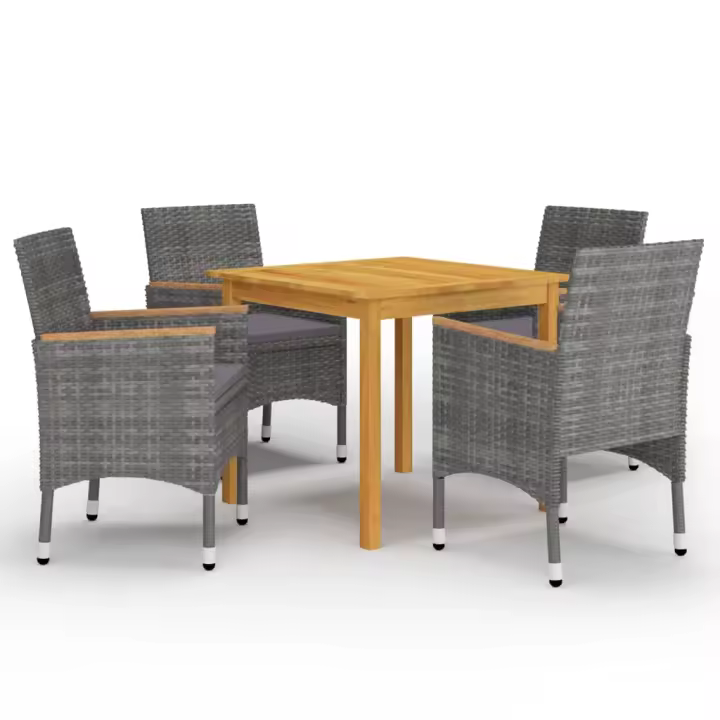 vidaXL Juego de comedor de jardín de 5 piezas gris - 1