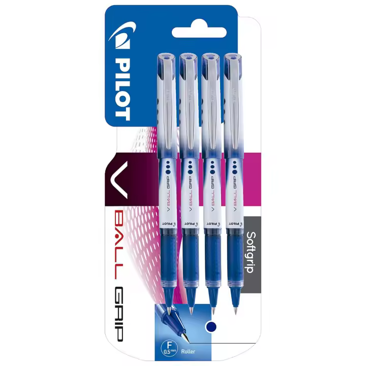 Pilot Bolígrafo V-BALL GRIP 5 Roller Punta Aguja 0,5 mm Tinta Líquida Azul (Pack de 4) - 1