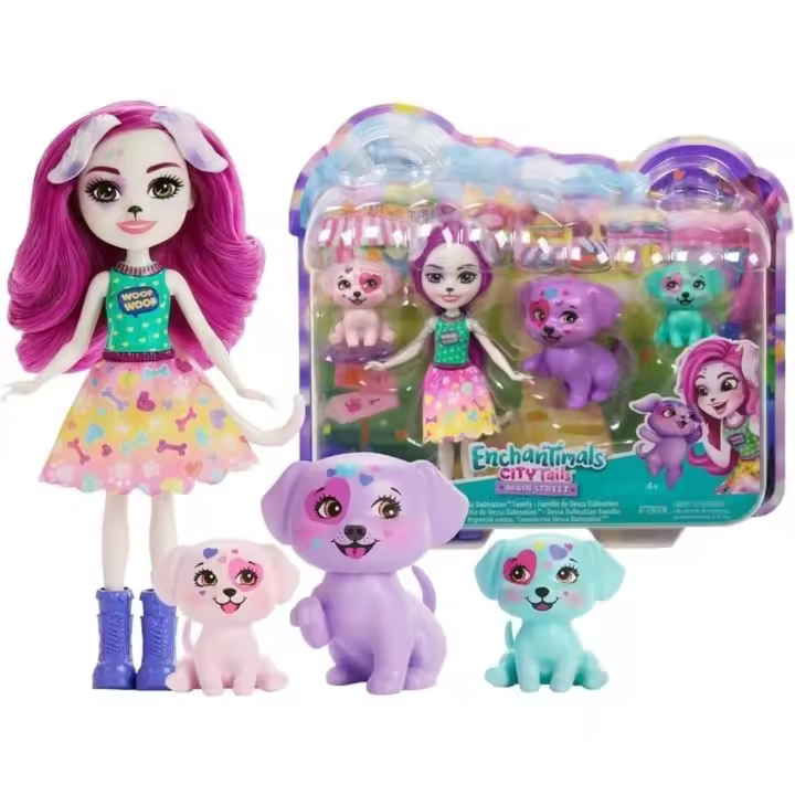 MATTEL - Enchantimals - City Tails -  Familia de dálmatas - Juguete Divertido - Coleccionable - Edad recomendada mayores 4 años - 1