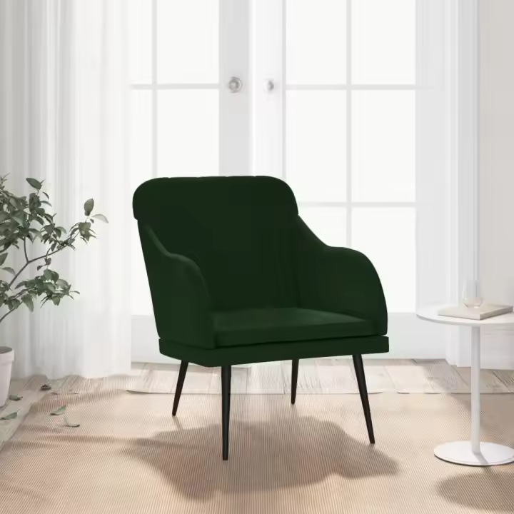 vidaXL Sillón de terciopelo 63x76x80 cm en color Azul/Verde oscuro/Amarillo - 1