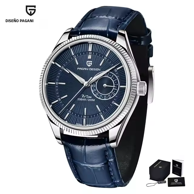 Reloj De Pulsera De Cuarzo Para Hombre PAGANI DESIGN 40mm Cristal De Zafiro Resistente Al Agua Deportivo Marca Completa Calendario Automático Manos Luminosas Correa De Cuero - 1