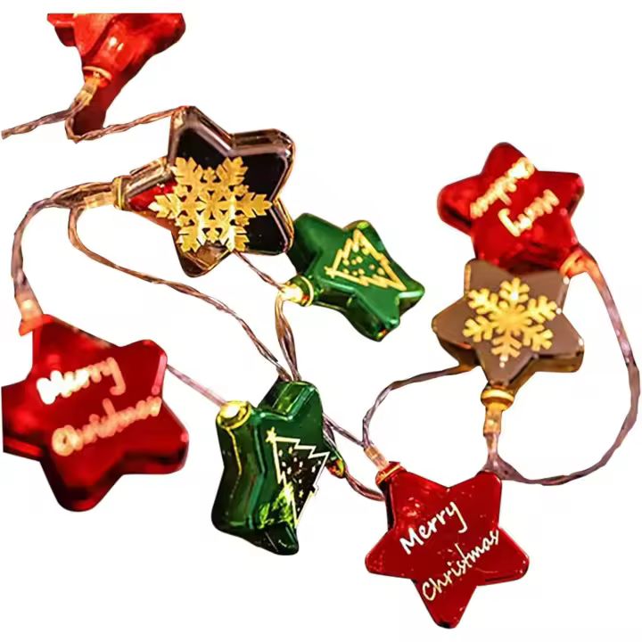 Luces navideñas de color blanco cálido, 1,5 m, bola de luz, estrella, cadena de luces decorativas de colores para bodas, fiestas, hogar, jardín, dormitorio, decoraciones para exteriores e interiores - 1
