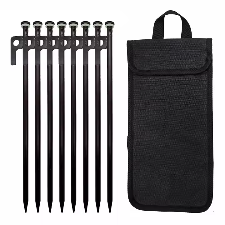 Juego De Palos De Tenda De Metal De Alta Resistencia Con Anillos De Silicona Fluorescente Para Camping En Roca Bolsa Especial - 1