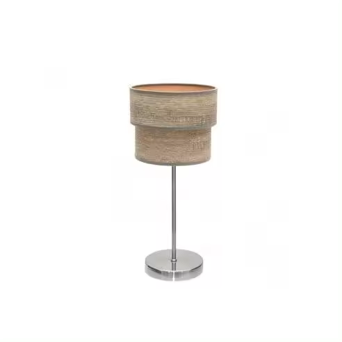 FABRILAMP Lámpara Sobremesa Doble Smile 1xe14 Niquel/madera Gris 44x18x18 Cm - Diseño Moderno - 1