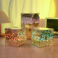 Lámpara De Mesa LED De Noche Con Diseño De Flor Y Nube 3D DIY Regalo Para Dormitorio Decoración De Mesa Con Espejo Incluida - details 1